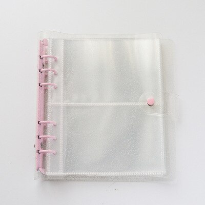 Glitter Transparante Koreaanse Leuke Ring Binder Notebook Tijdschriften Losbladige 3 Inch Kaart Fotoalbum Opslag Boek School Briefpapier: 3inch 4 grid pink