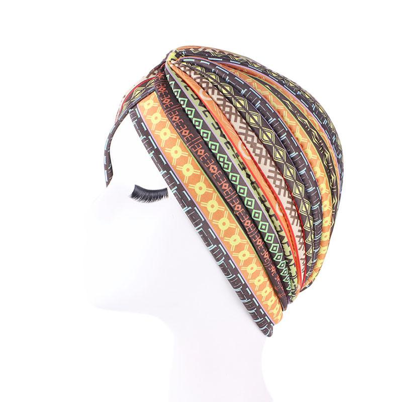 Gorro plisado de la India para mujer, gorro para el quimio, musulmán, para la caída del cabello, pañuelo para la cabeza, cubierta, gorros islámicos, turbante árabe: Yellow