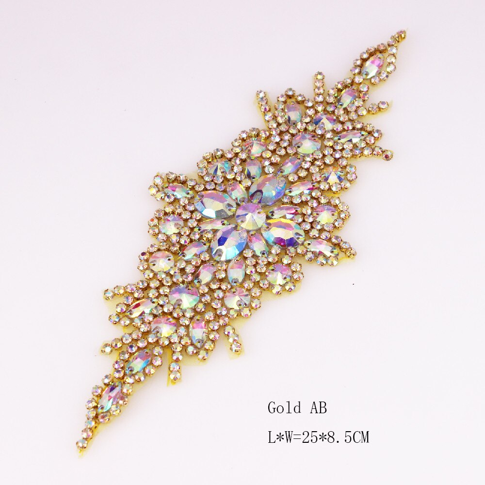 Hox Fix Iron On Rhinestone Applicaties Voor Wedding Riem Schoenen Jasje Sieraden Diy Naaien Op Strass Applicaties Bridal Accessoires: Gold AB