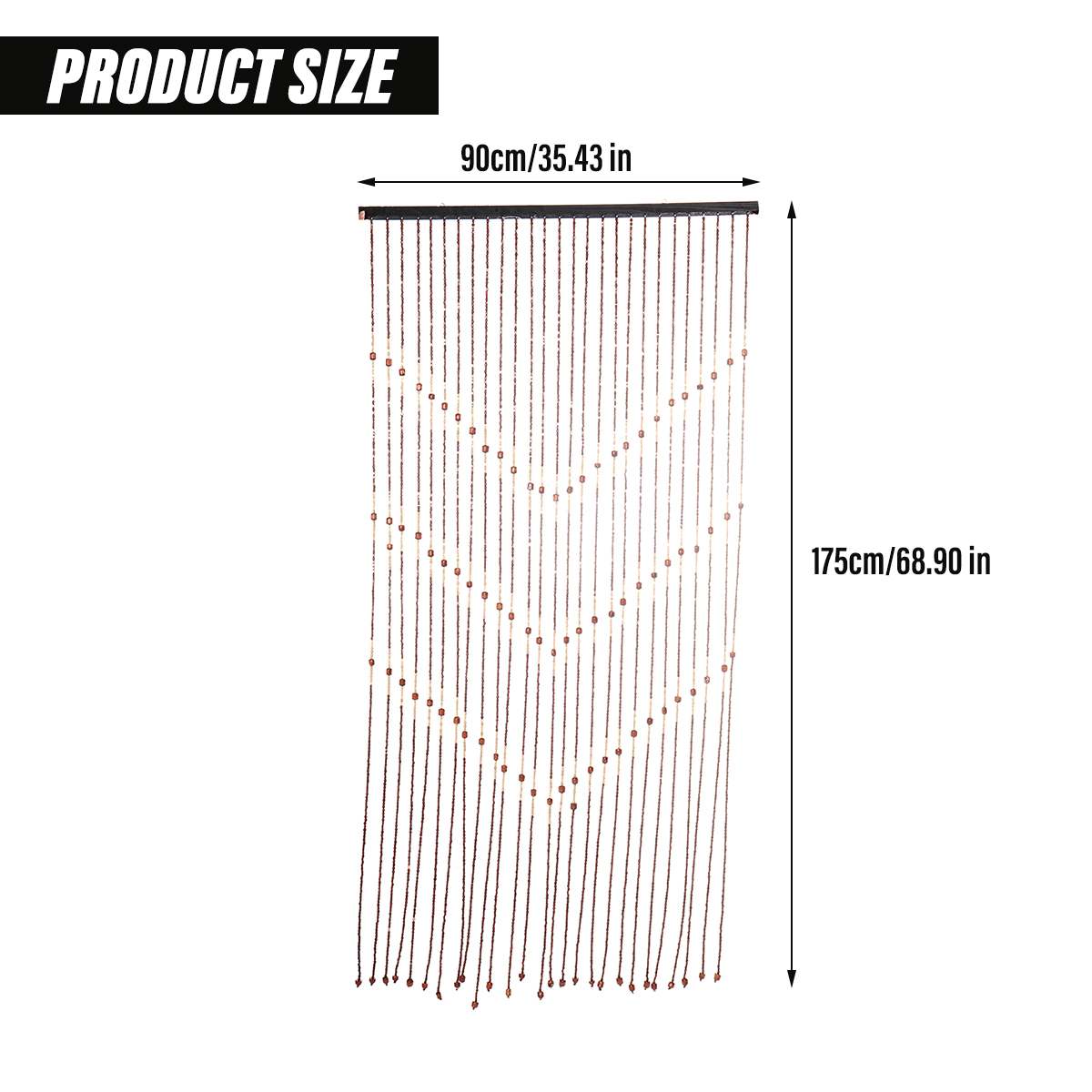 175x90cm 27 Lines Wooden Bead String Curtain Handmade Wooden Blinds Partition Curtain Home Door Living Room Bedroom Blinds Decor