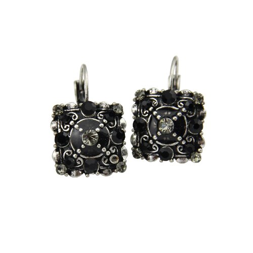 Shineland Women Accessories Vintage Square-shaped Crystal Rhinestones Statement Clip Earrings Jewelry D32887