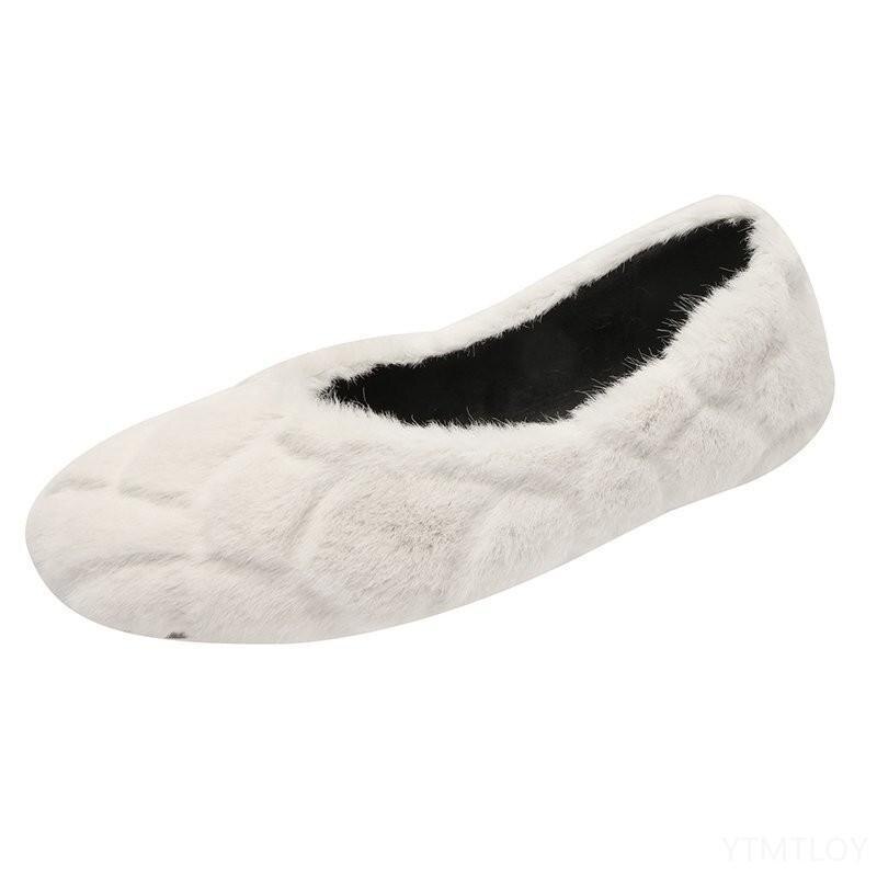 Loafers bont dames sneakers herfst dames winter schoenen ondiepe mond all-match damesschoenen vierkante neus instappers: Beige / 38