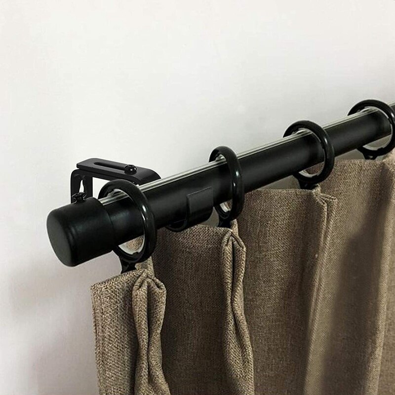 4Pcs Curtain Rod Brackets Set Heavy Duty Metal Curtain Pole Holder For Wall Home Bedroom Office With 8 Fastening Screws