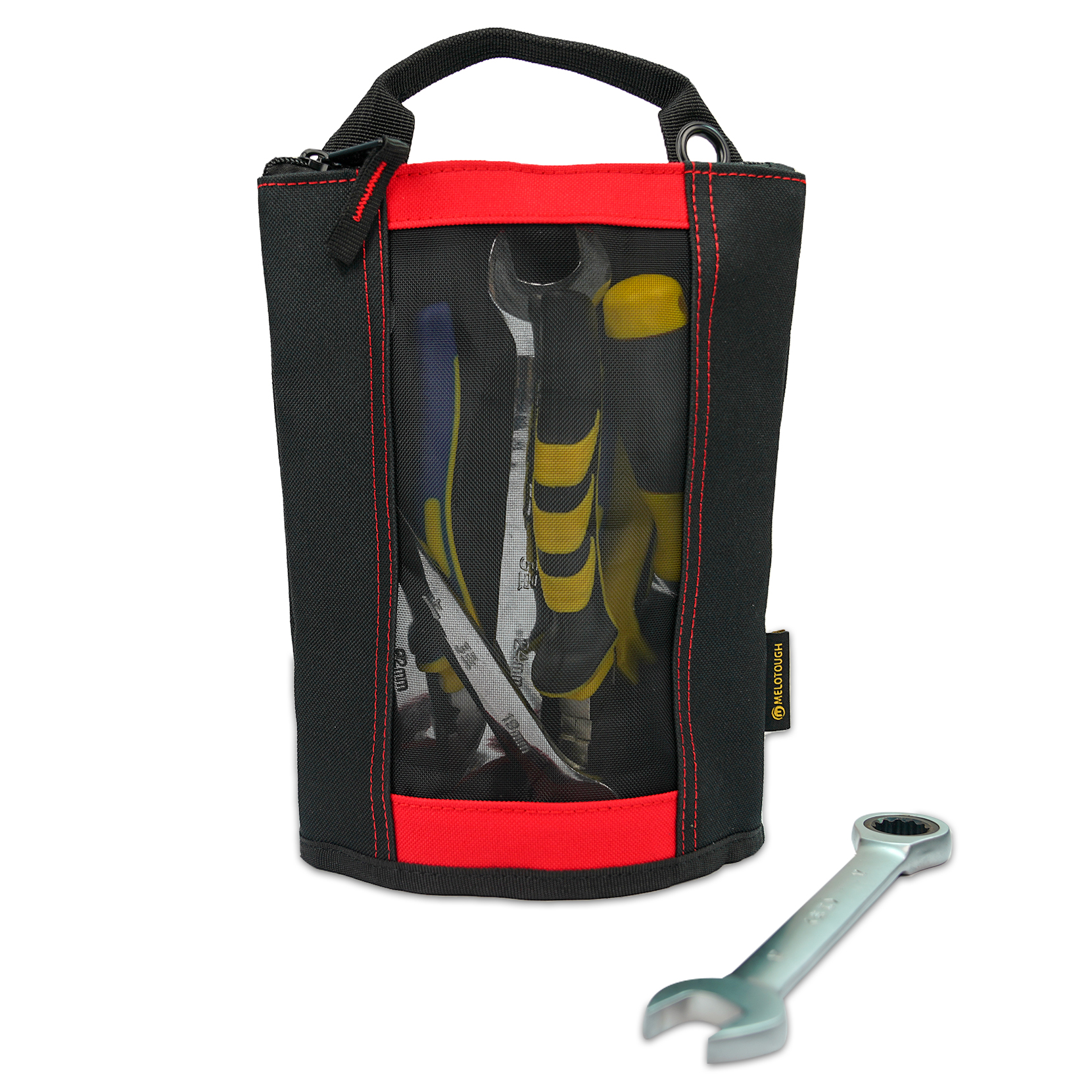 Melotough Canvas Rits Tool Pouch Zipper Bag-Sluiting Zak Met Mesh Venster En Opknoping Grommets 2 Pack