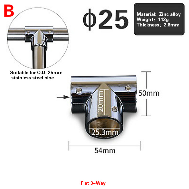 4 Pcs 25mm Zinc alloy Pipe Fittings Right Angle Tee Elbow Pipe Connector Shelf Hanger Rack Tube Drying Rack Connectors: B