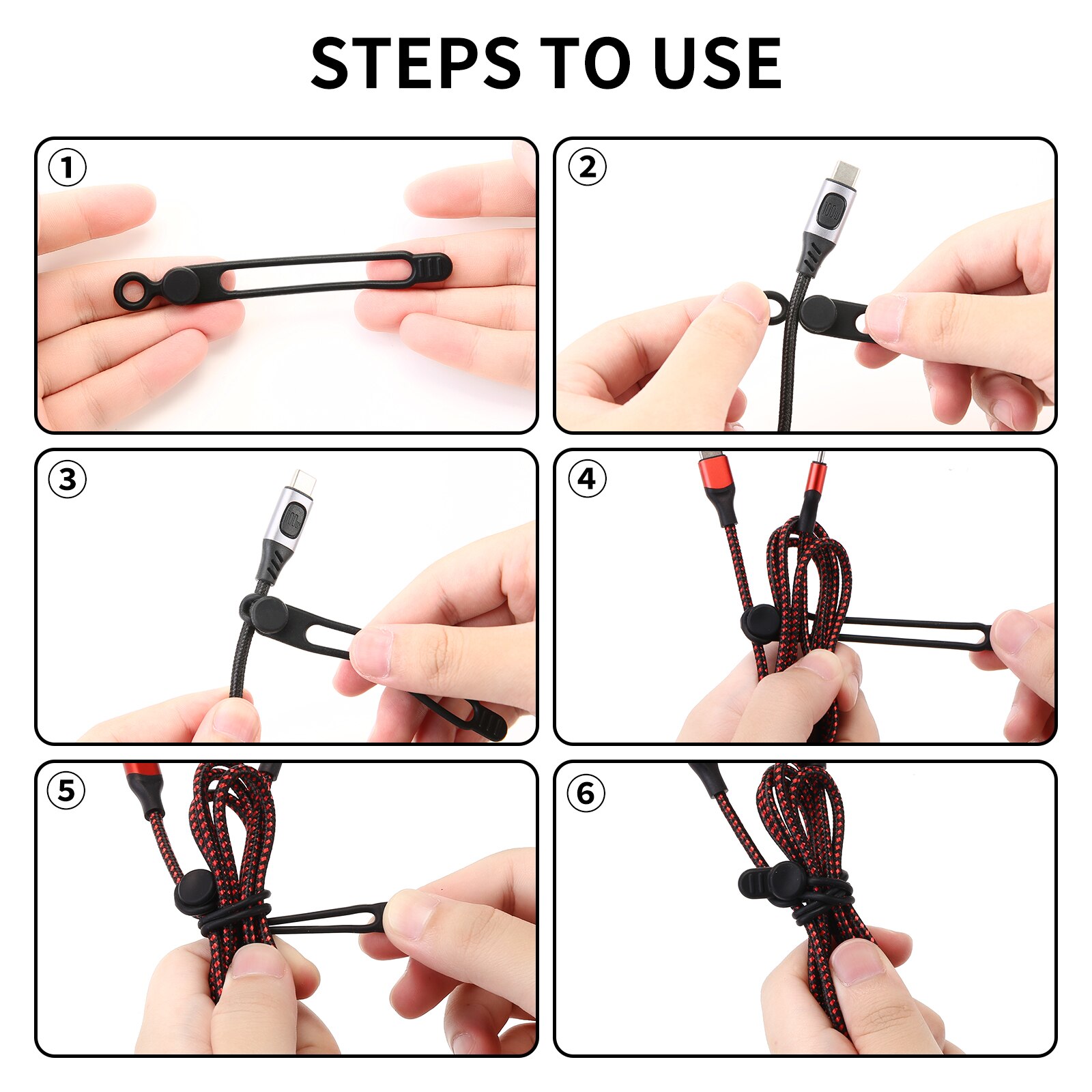 UMUST Bridas para cables de silicona, organizador de cables, correas para cables, bridas para cables reutilizables, organizador de cables de viaje, bonita brida elástica, bridas para cables