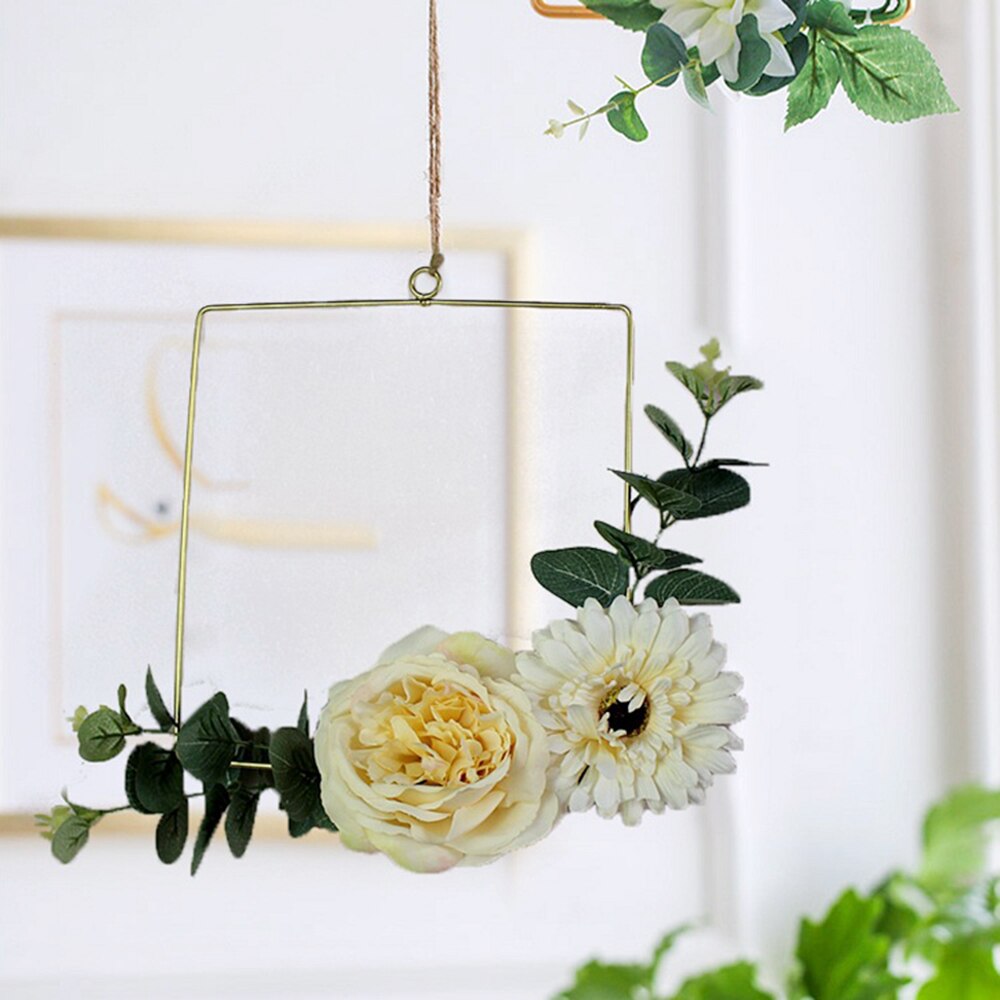 Gør-det-selv jernring guirlande kunstig plante blomsterstativ julekrans blomster bøjle gør det selv bryllup/fest/boligindretning