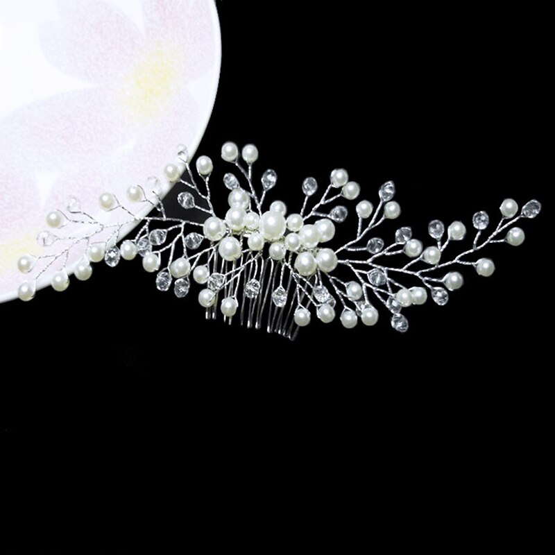 Patroon Haarspeld Mooie Bruid Hoofddeksels Trouwjurk Haar Kam Foto Ornamenten Charmante Bruid Haar Sieraden Verkoop: White