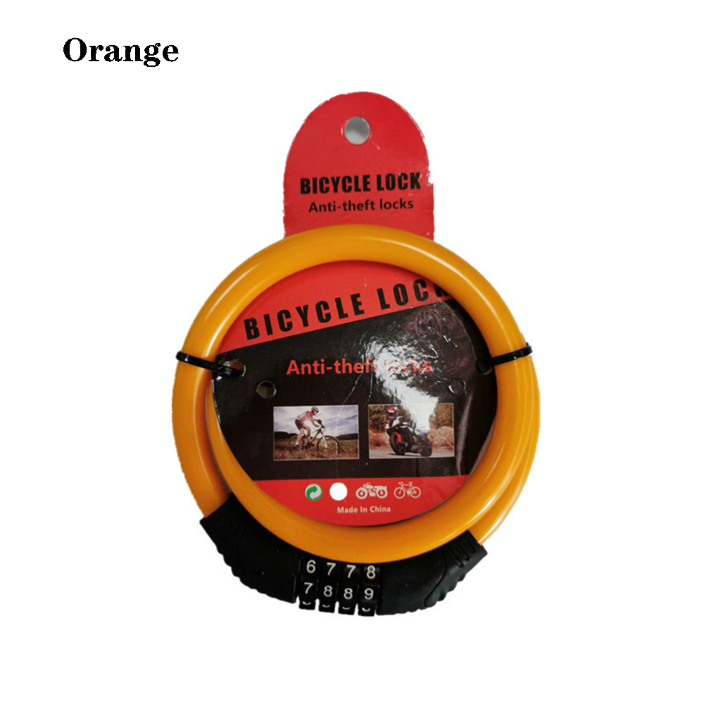 Bicycle Steel Cycle Security Cable Chain Bike Lock Padlock Combination Number 4 Digit Password: Yellow