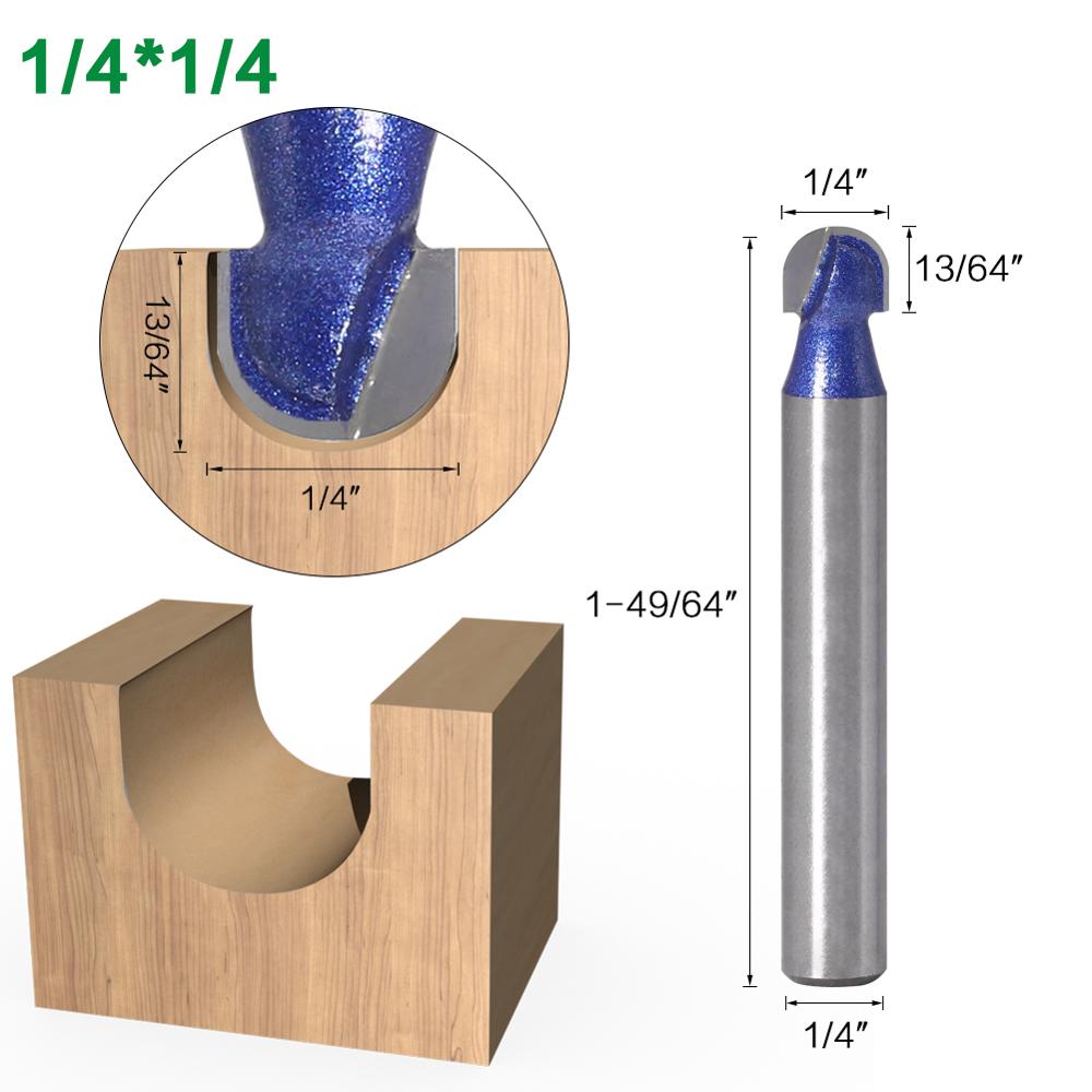 1pcs 1/4″Shank level Ball Nose Router Bits Set End Mill Round Cove Box Solid Carbide CNC Radius Core Milling Bit: 6.35mmX6.35mm