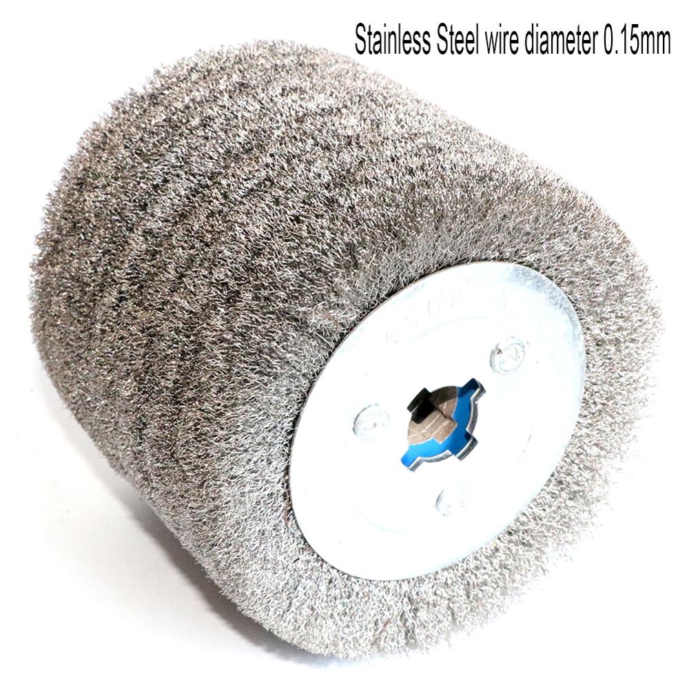 1 st rostfritt stål borsthjul trä öppen färg polering avgräshjul för elektrisk randmaskin