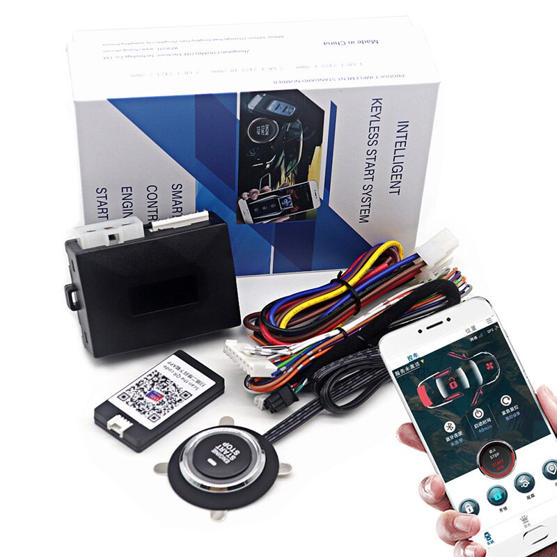 Car Alarm System Engine Ignition Start Stop Button Push Start System Remote Start Phone APP Control Car Kit Central Locking Car: UTE-808(LFT)