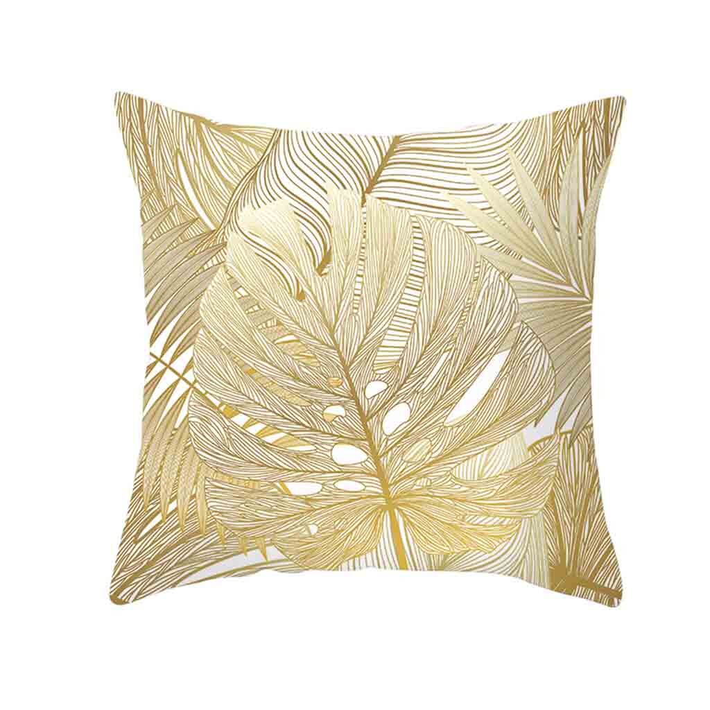 Pillow Case Gold Plant Printed Sofa Car Cushion Cover Home Decor Throw Pillowcase Bed Decoations poszewki na poduszki 45x45cm: P