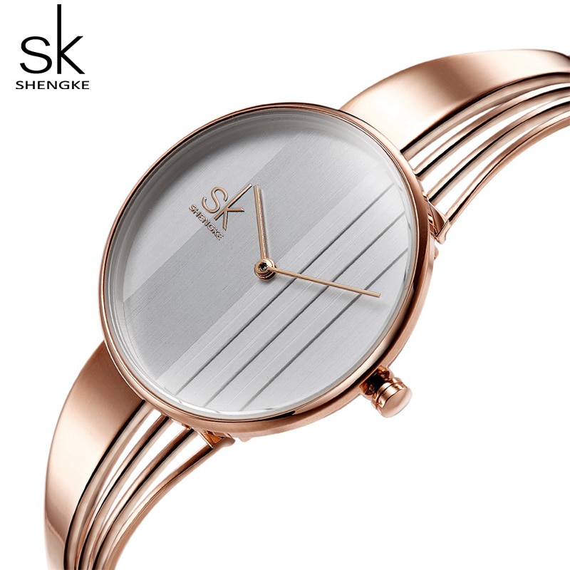Shengke Mode Vrouwen Horloges Rose Gold Dames Armband Horloges Reloj Mujer SK Quartz Horloges Voor Vrouwen # k0062