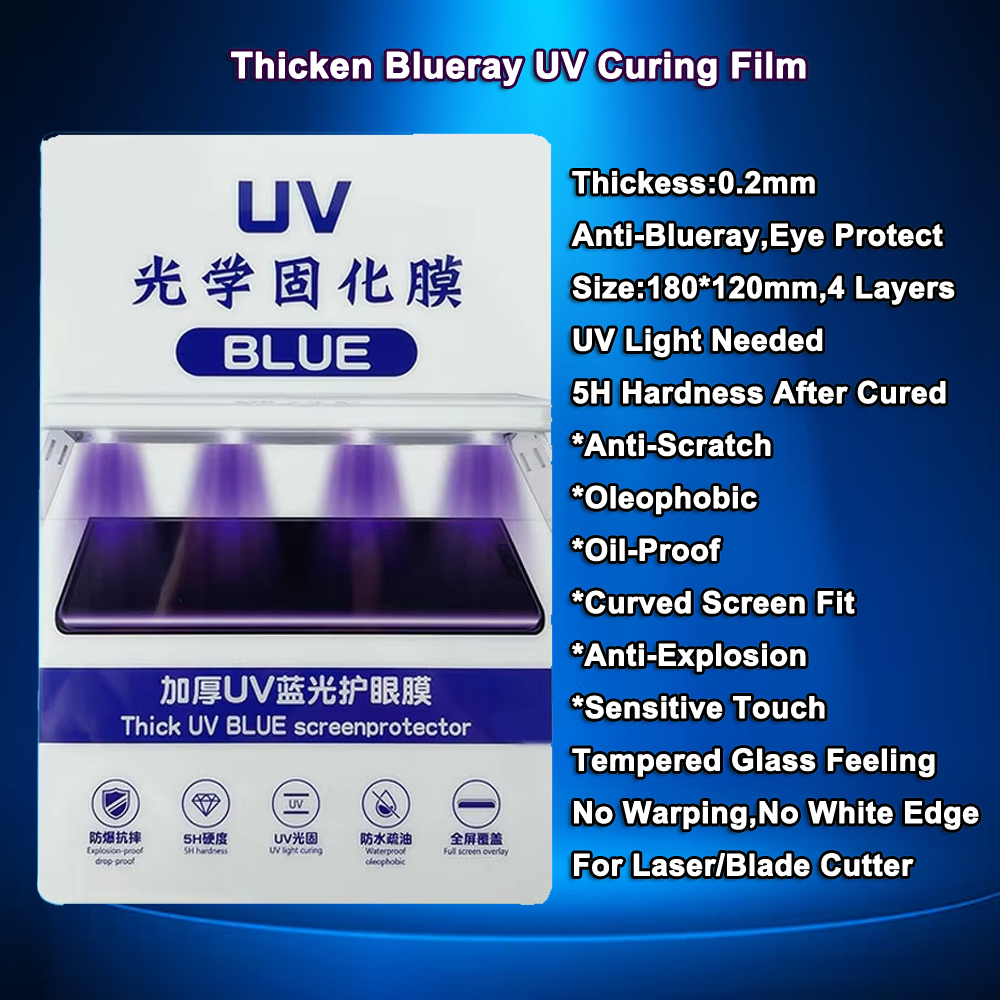 FONLYU-Protector de pantalla de vidrio UV para teléfono móvil, máquina cortadora de hojas de hidrogel, HD, mate, privacidad, Blueray, película de cobertura completa: Castaño