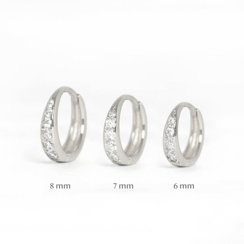 CANNER Minimalis 925 Sterling Silver Ear Bone Buckle Hoop Earrings for Women Men Party Bling Ziron Mujer Round Circle Pendients: Silver Color / 6mm