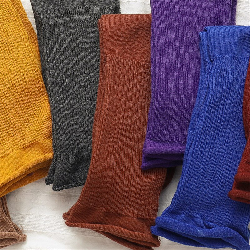 CHAOZHU Solid Colors Women Lady Daily Loose Socks Socky-Wockies Japanese Girls Long Crew Rib Cotton Causal Sock
