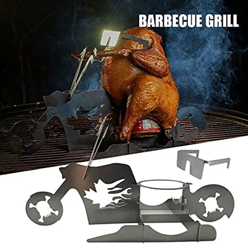 Portable BBQ Barbecue Chicken Stand Outdoors Grill For Bbq Motorcycle Model Stainless Steel Grill Kitchen Accessories