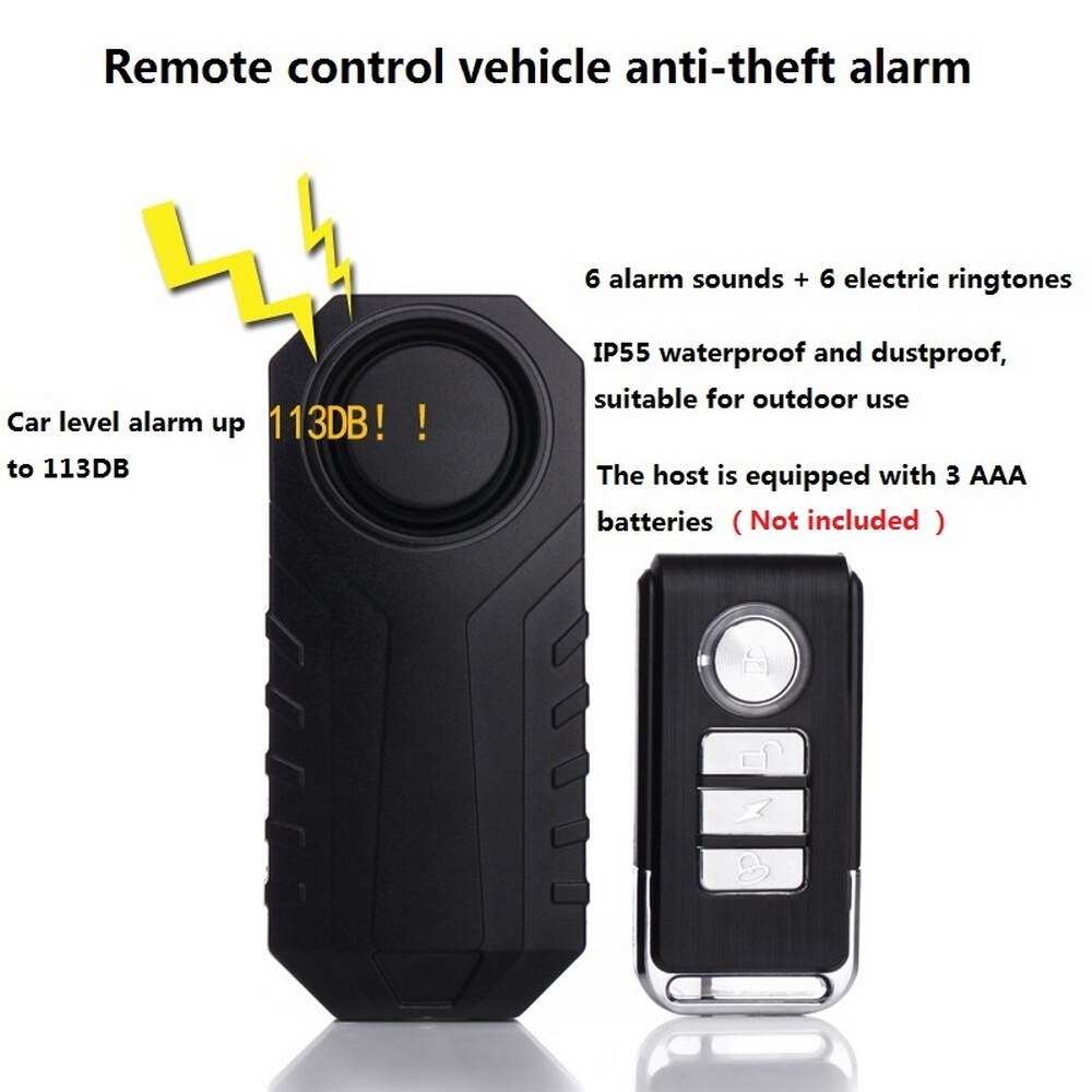 Wireless Remote Control Waterproof Bike Anti-Theft Alarm Motorcycle Bicycle Security Alarm 113dB Electric Car Alarm Sensor