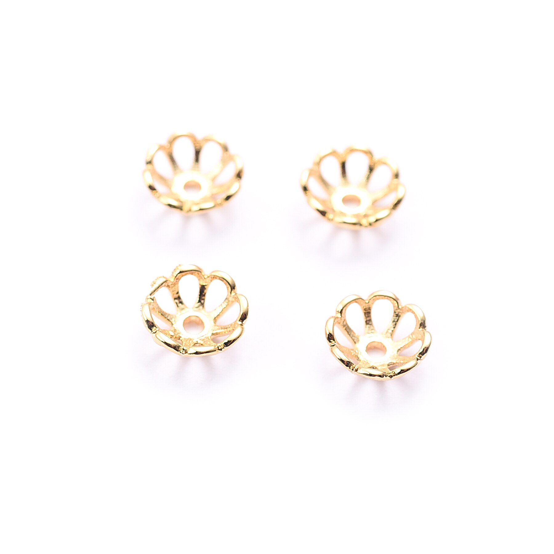 10 Stks/partij Hollow Flower Kralen Caps Real Vergulde Messing Bloem Sieraden Accessoires Voor Diy Ketting Oorbel Vrouwen Meisjes