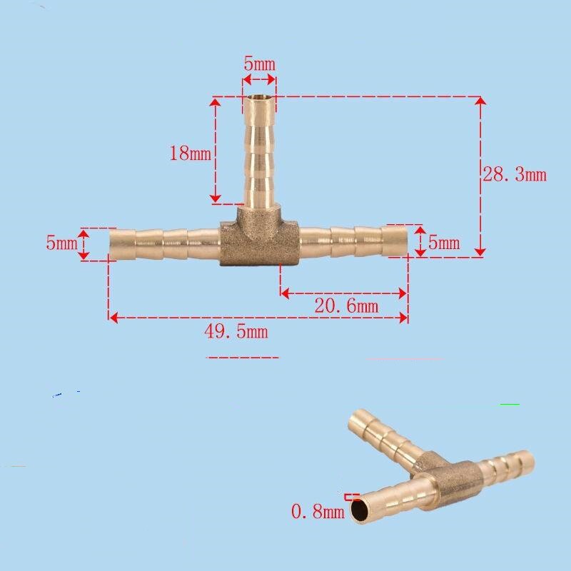 Brass Pagoda Barb Pipe Fittings Equal / Variable Diameter 3 Way T-type 4mm 5mm 6mm 8mm 10mm 12mm 14mm 16mm Oil / Water / Gas: OD 5-5-5