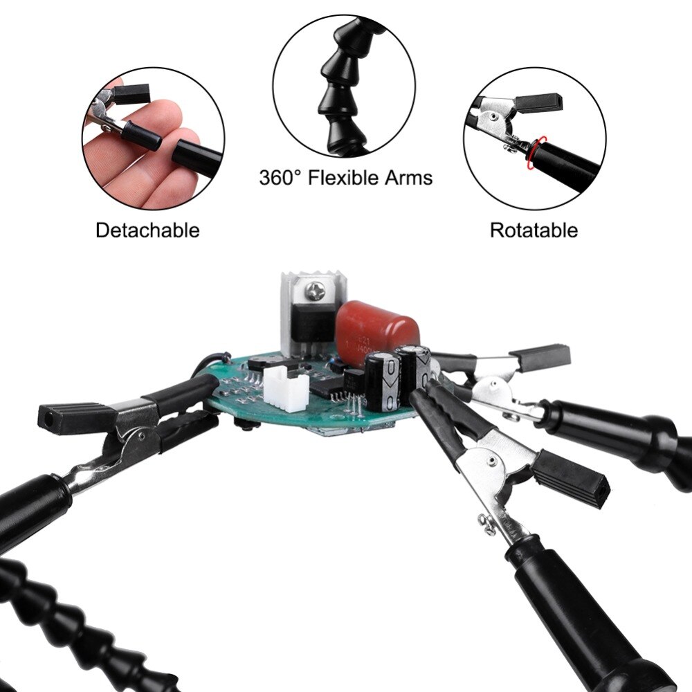 NEWACALOX 4Stck flexibel Arme Lözehn Hilft Dritte Hand Werkzeug Tabletop Klemme Schweißen Halfter für PCB Gremium Reparatur Bahnhof Stehen