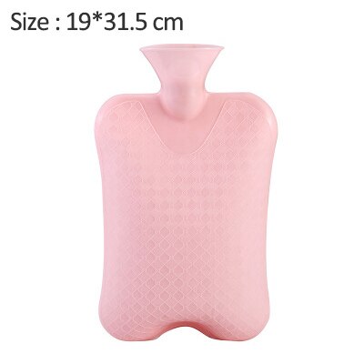 Water Bottle Solid Color Thick PVC Silicone Rubber Water Bottle Irrigation Hand Warmers Warm Palace Warm Bag: Pink-L