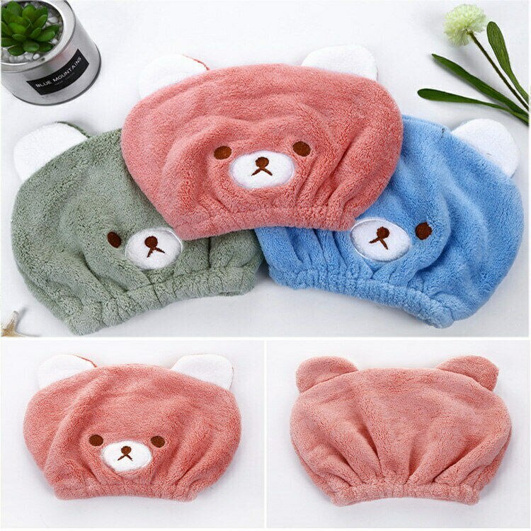 Rapid Drogen Haar Handdoek Leuke Kinderen Cartoon Beer Print Rapid Drogen Haar Handdoek Dikke Absorberende Douche Cap Snelle