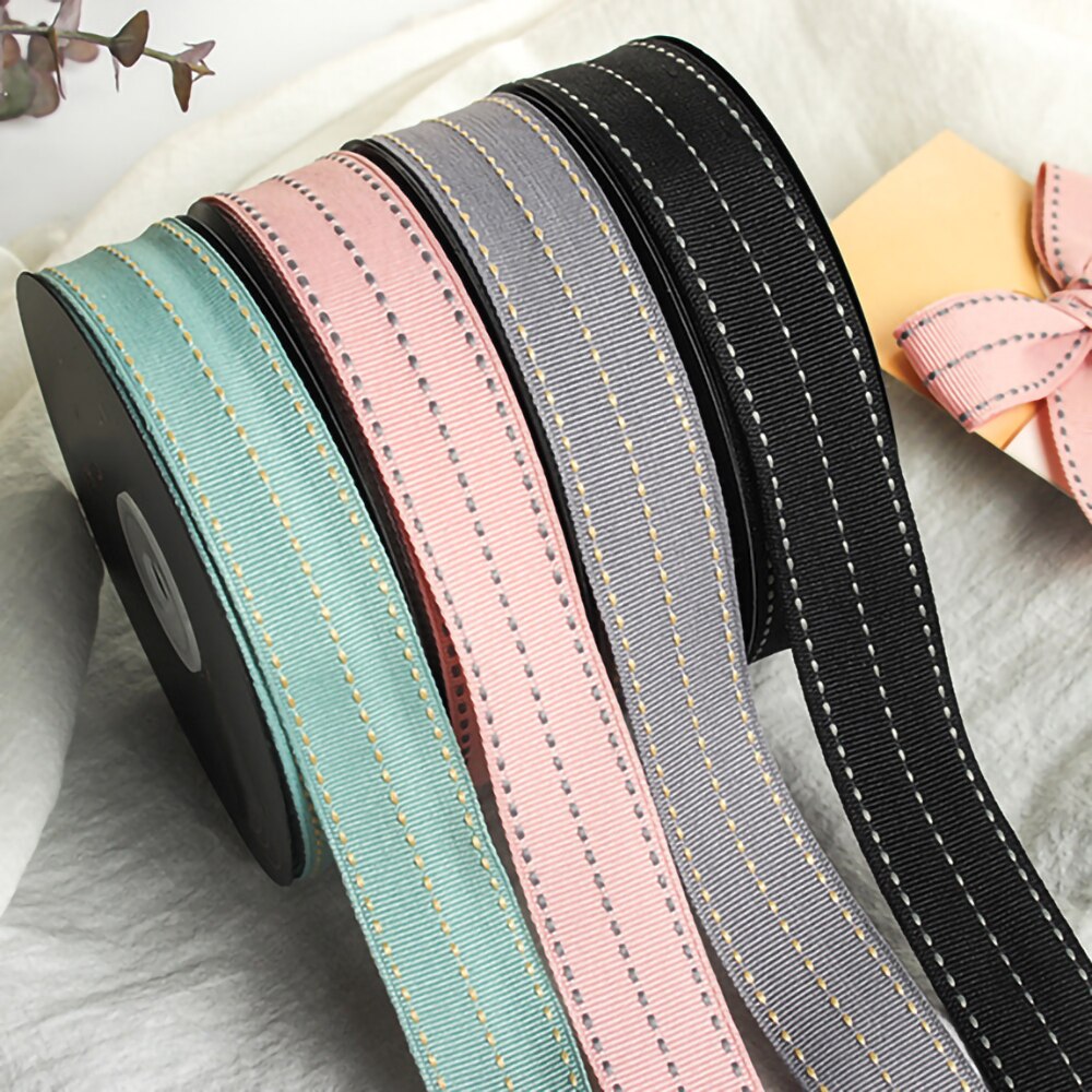 25mm 1inch Grosgrain Dotted Line Rib Ribbons Tape DIY Hairbow Bowknow Material Wedding Birthday Christmas Baking Wrapping