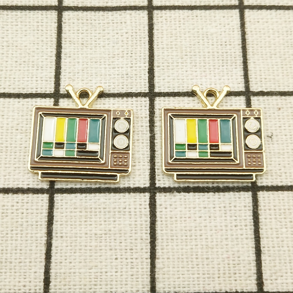 10pcs television charm enamel charms for jewerly making earring pendant bracelet necklace charms 19x20mm