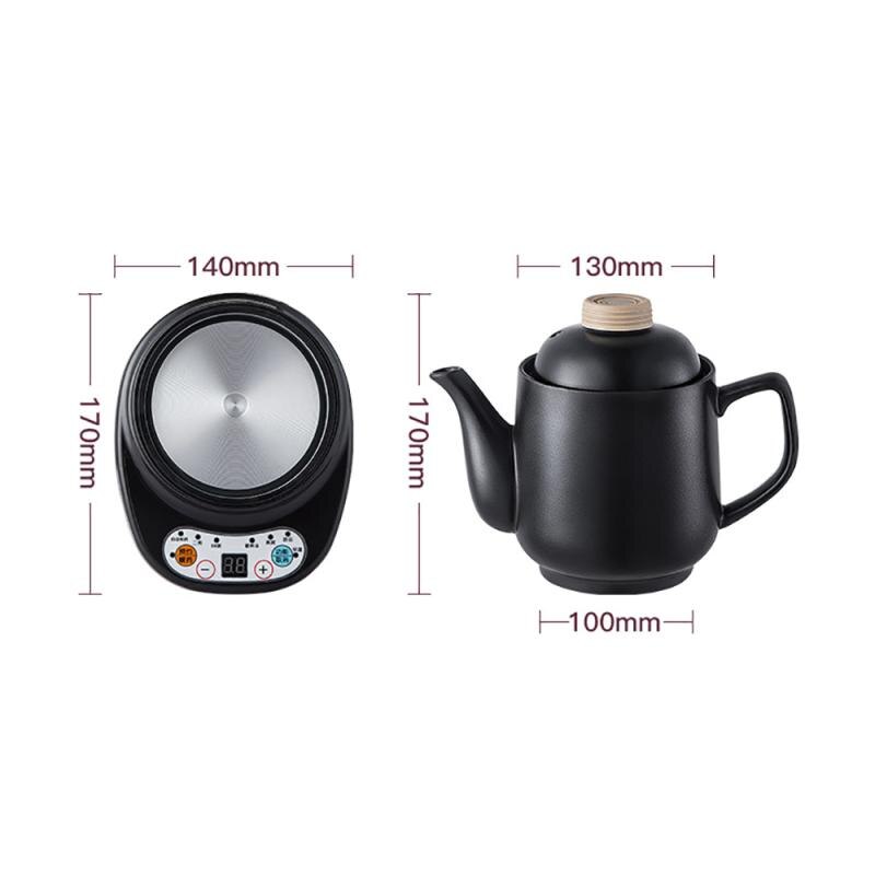 220V 1.2L Automatic Electric Water Pot Black Ceramic 450W Multifunctional Chinese Medicine Pot Household Stove Milk Health Pot