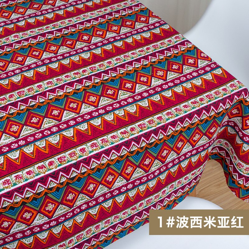 Tissu africain coton lin vintage impression tissu bricolage à la main Textile couture Patchwork pour sacs robe nappe 150*50cm: 1 red