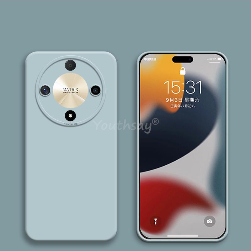 Hoesje voor honor  x9b met camerabescherming, vloeibare siliconen hoes, anti-telefoonhoesje voor honor  x9b  x9b: Lichtblauw