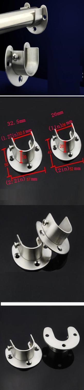 Flansch stange halterung kleiderschrank halterung edelstahl runde rohr Basis kleidung schiene festen Basis kleiderschrank stange ende unterstützung stange,