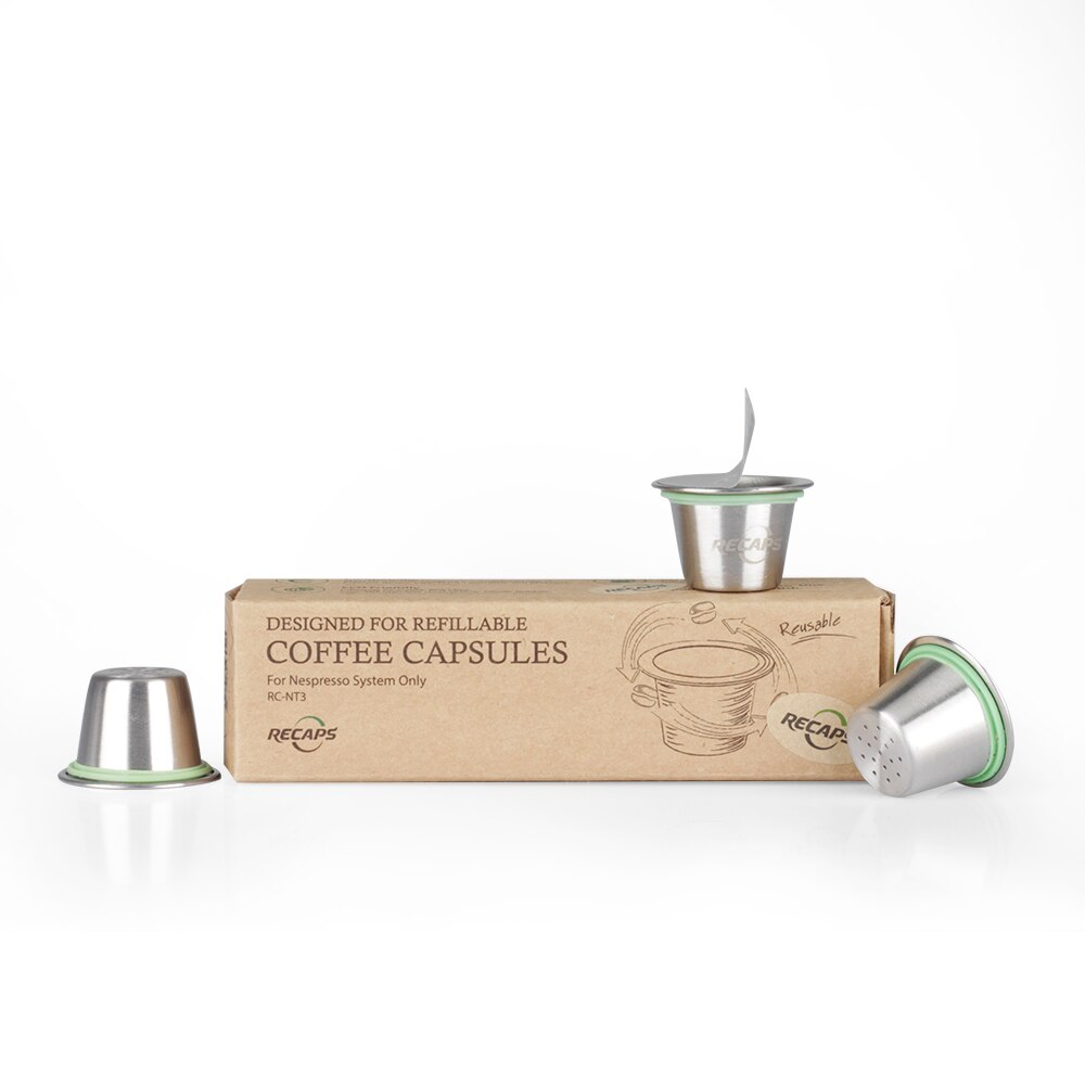 Stainless steel Refillable Capsule Pod or Tamper or Disposable Empty Coffee Capsule Pod + Aluminum Seals for Nespresso Machines