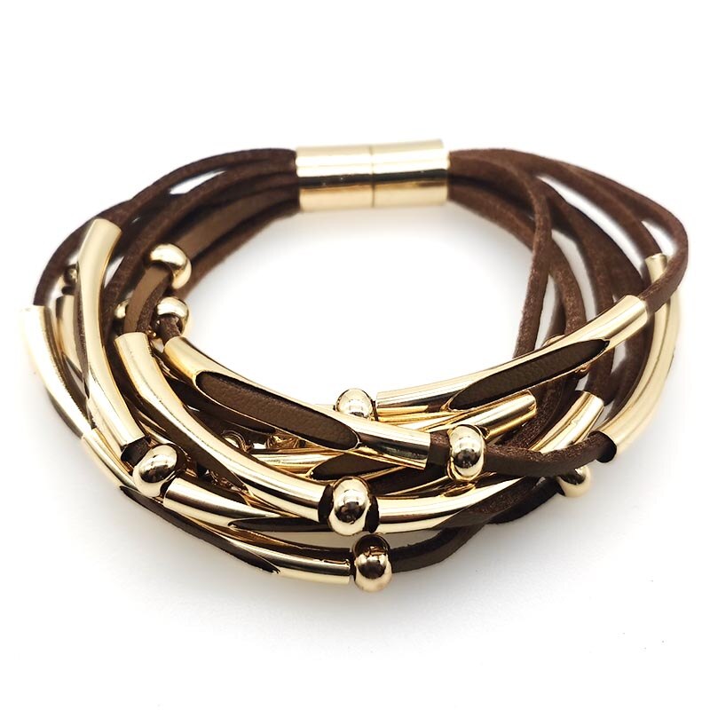 multicouches en cuir noir Bracelets pour femme Vintage charme Pulseira Feminina Mujer Punk Bracelet