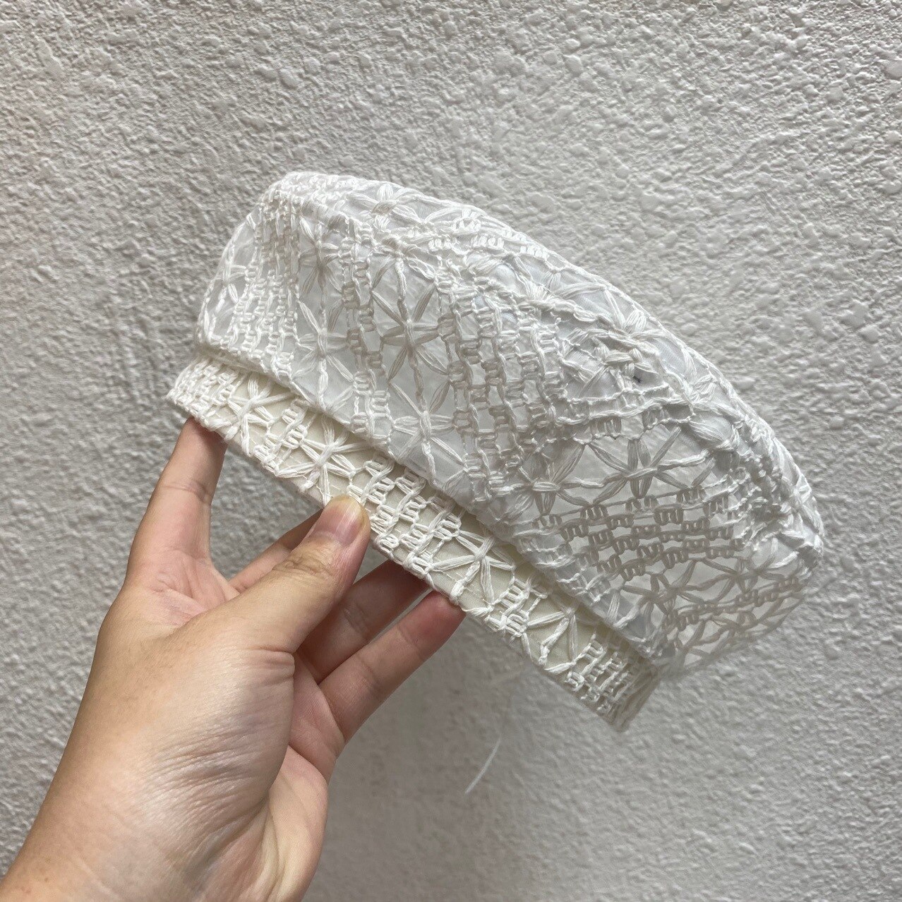 Béret en tricot de couleur unie pour femmes, chapeau pour dames, béret d&#39;artiste français, chapeaux de printemps décontracté et fin en coton pour femmes, bonnet d&#39;été: WHITE