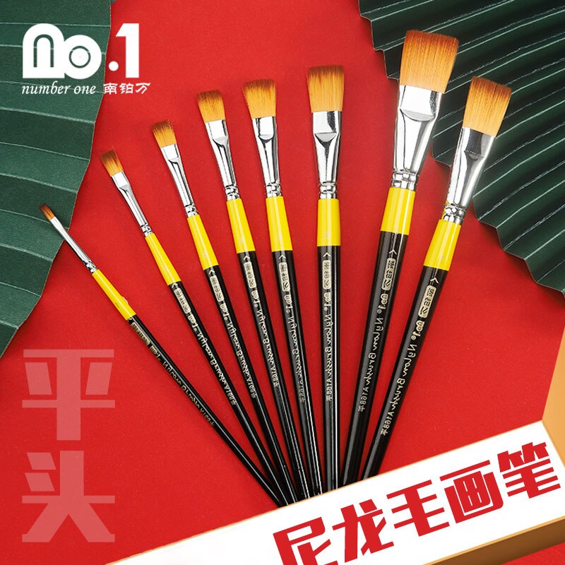 Nylon Paint Brush Used To Wood Makeup Safety Acrylic Watercolor Oil Painting for Artist Drawing Art Supplies No.1 A168 1Pcs