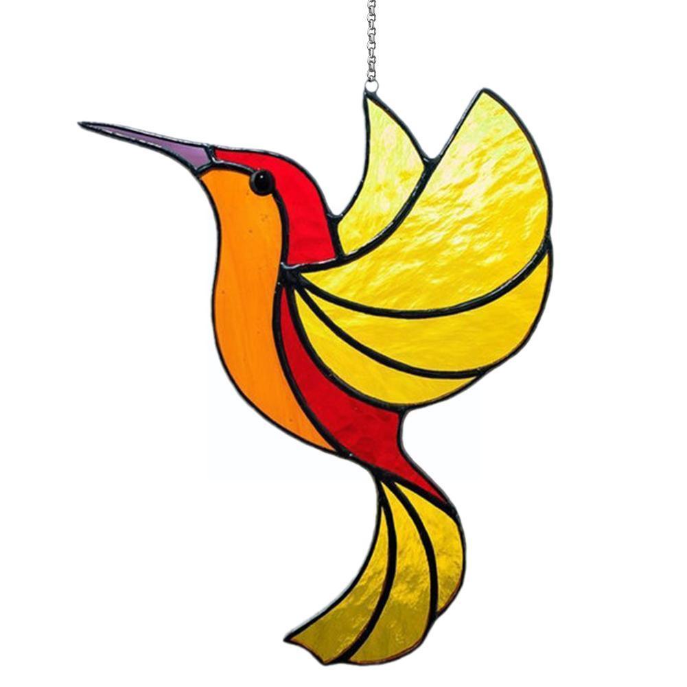 Alloy Ukrainian Stained Glass Hummingbird Collection Light Pendant Chakra Chandeliers Suncatcher Garden Ornament Crystal B5f3