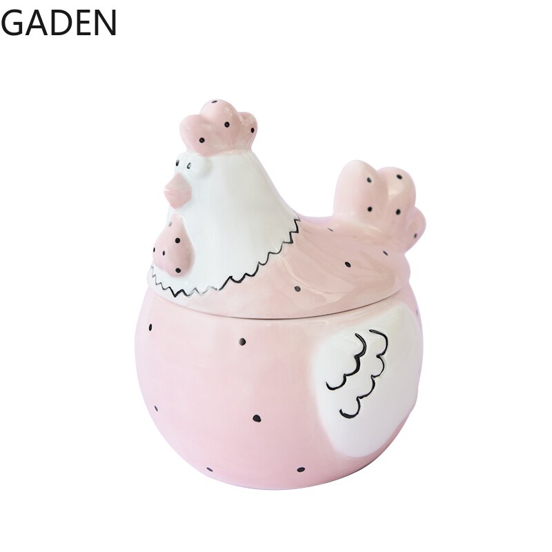 Cute Garden Chicken Storage Jar Cartoon Pink Storage Ornaments Ceramic Living Room Home Decoration Jar Kitchen Storage