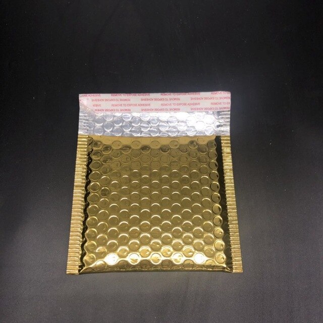 50 Stuks Cd/Cvd Verpakking Bubble Mailers Goud Papier Gevoerde Enveloppen Bag Bubble Mailing Envelop Tas 15*13Cm + 4Cm: Gold