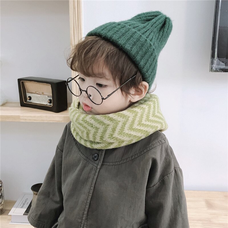 Baby autumn and winter children's scarf corrugated wool neck sleeve student scarf warm scarf