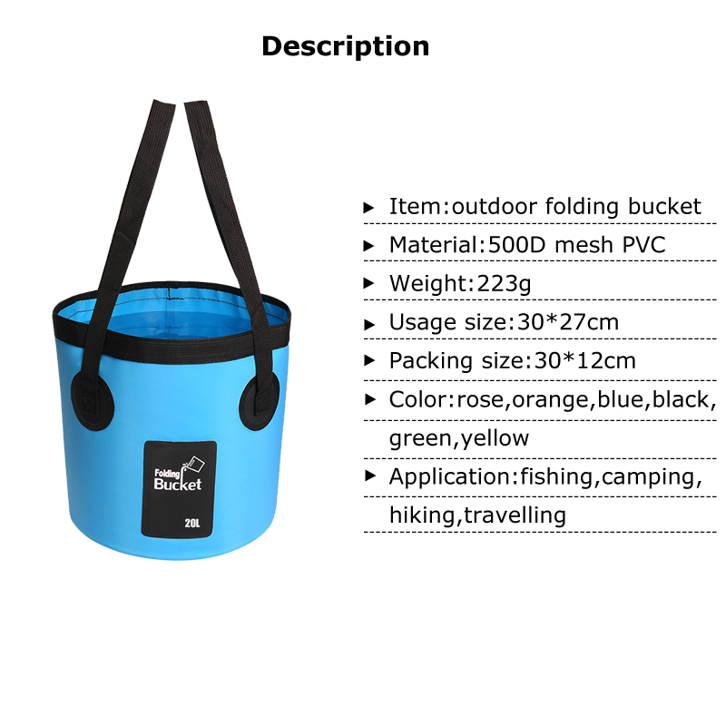 YOUGLE Folding Collapsible Water Storage Bucket Water Container Washbasin For Fishing Camping Hiking 20L