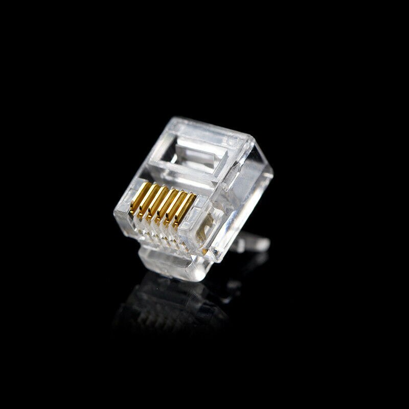 20PCS Gold-plated RJ12 6Pin 6P6C engineering CNC Telephone crystal head Connector Network RJ 12 Telephone Connectors PC + Copper
