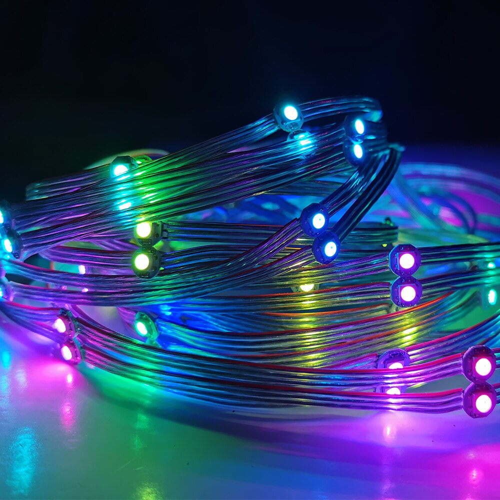 WS2812B Pre-Soldered Leds Chips LED Module String Nodes Soldering 10cm Wire Garland on Christmas Tree Window Lighting