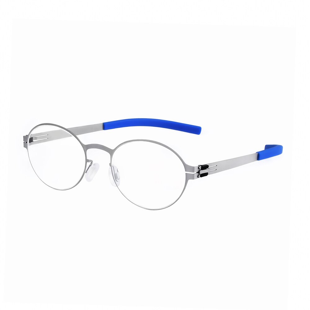 Small Round Retro Glasses Frames Men 0.5mm Stainless Steel Vintage Optical Reading Computer Eyeglasses Presription Eyewear: silver color