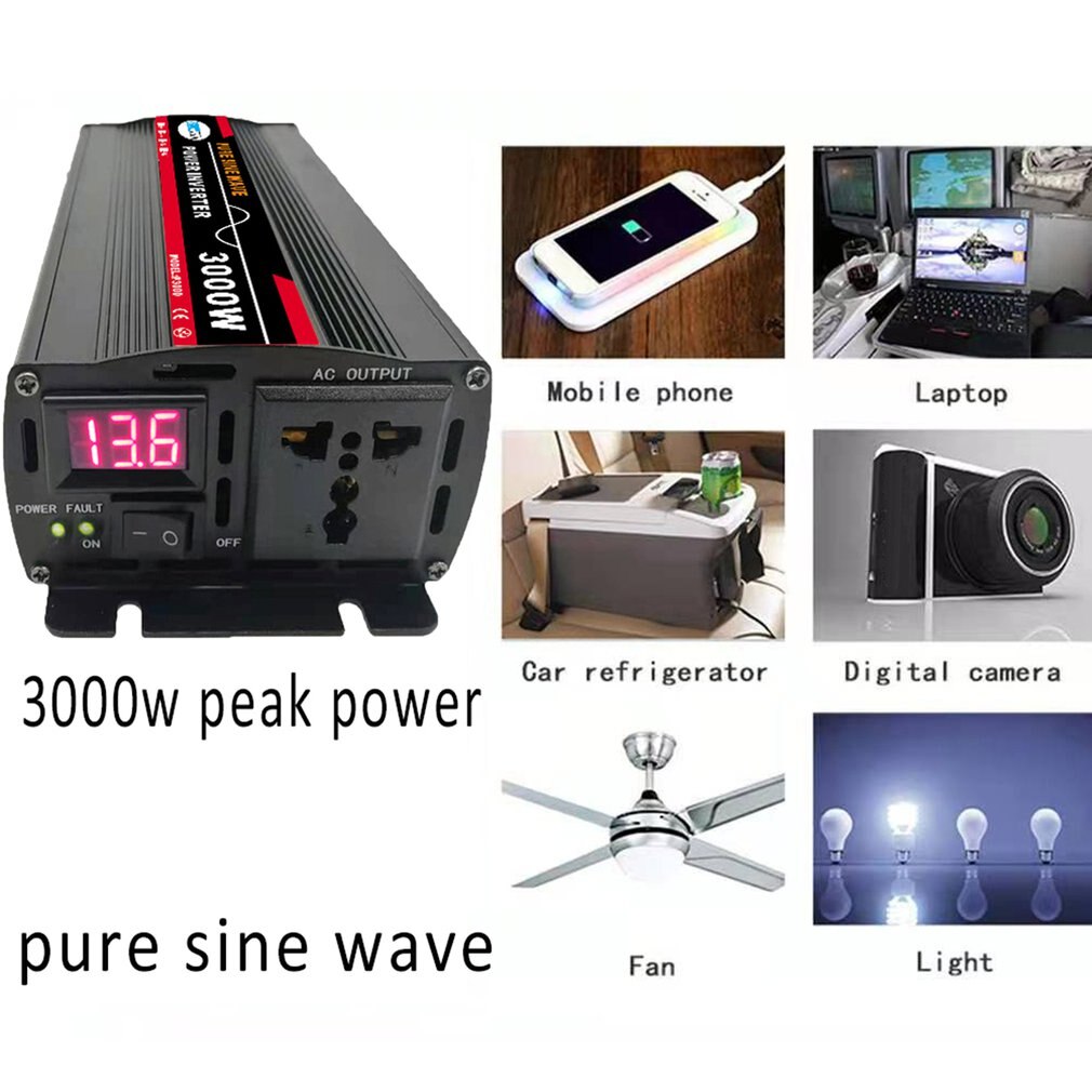 3000W Pure Sine Wave Power Inverter For Solar System/Solar Panel/Home/Outdoor/RV/Camping Wave Power Inverter
