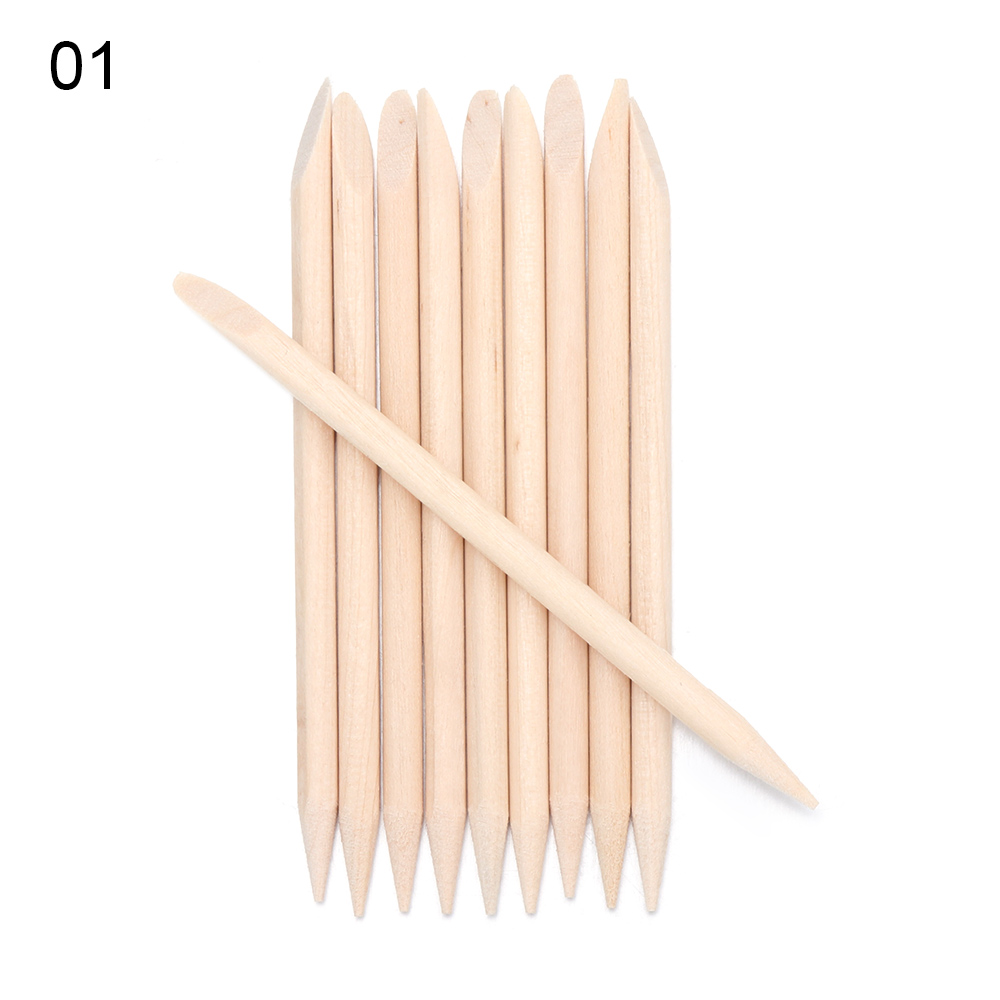 10/30/50/100 stk orange træpinde til neglebånd pusher neglebånd fjern værktøj gafler til negle eksfoliering manicure værktøj neglekunst: 1 10 stk