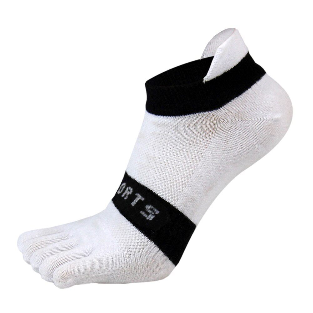 Five Finger Socks Men Pure Cotton Sports Breathable Comfortable Shaping Anti Friction Men's Five Finger Socks: black white