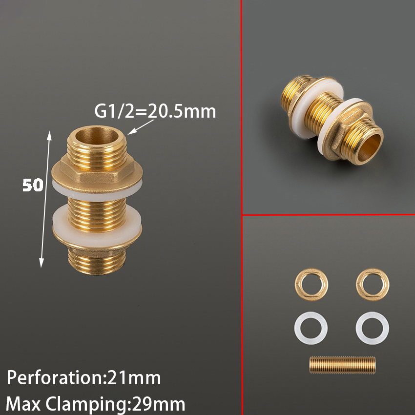 Conector de tanque de agua de latón de 1/2 "y 1/4", junta de silicona, tubo de cobre, junta de acoplamiento de tanque de peces, adaptador de manguera de tubo de riego de jardín: Beige